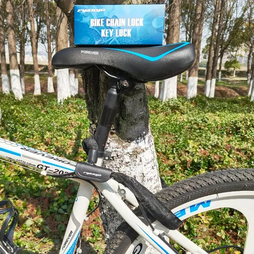 Vista 5 de Cerradura de cadena para bicicleta resistente antirrobo, 2 llaves - Bicicleta, motocicleta, e-bike, patinete, puerta, valla, cerca