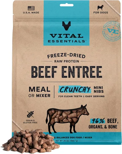 Vista 24 de Vital Essentials - Comida para perros liofilizada cruda, mini trocitos crujientes de ternera Comida completa o mezcla Comida para perros alta