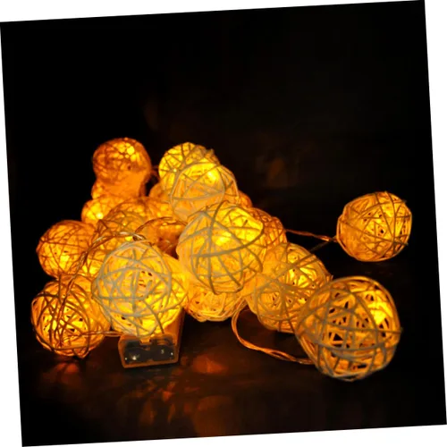 Vista 2 de Pequeña cadena de luces LED de ratán con pilas, luces decorativas para Navidad, boda, fiesta, decoración interior y exterior