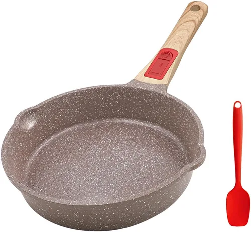 AIKENBBKK Sartén profunda de cerámica antiadherente de 8 pulgadas, sartén pequeña para tortilla de huevos con mango extraíble, sartén de aluminio