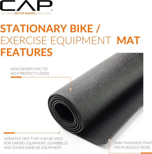 Vista 3 de Cap Exercise Equipment Mat for Treadmill, Fitness Equipment Mat, Home Gym Floor Protection, Black, Pebble Design Multiple Sizes