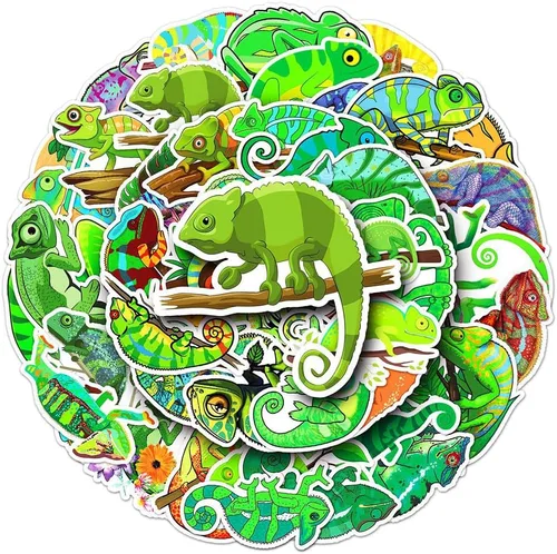 Vista 19 de Paquete de 50 calcomanías de animales de dibujos animados – Calcomanías de vinilo impermeables de animales coloridos para botellas de agua, laptop