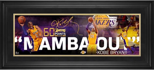 Kobe Bryant Los Angeles Lakers - Collage enmarcado "Mamba Out" de 10 x 30 pulgadas, placas y collages de jugadores de la NBA