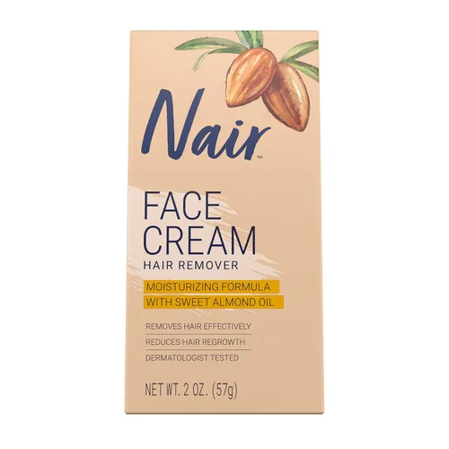 Vista 11 de Crema para eliminar el vello facial, hidratante con aceite de almendras dulces, de Nair, 2 onzas (paquete de 2)