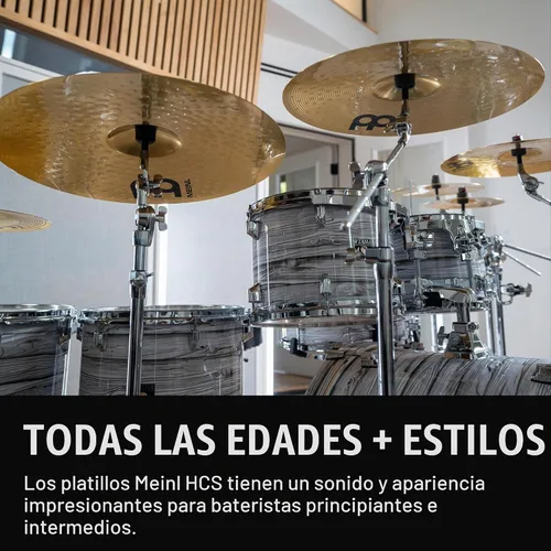 Vista 6 de Meinl Cymbals HCS141620+10 HCS Pack juego de platillos con hi hat de 14", crash de 16", ride de 20", más un splash de 10" gratis (VIDEO)