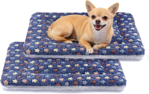 Vista 17 de Mora Pets Cama para gatos, almohadilla para jaula para perros, cama ultrasuave para mascotas con bonito estampado de estrellas, tapete lavable