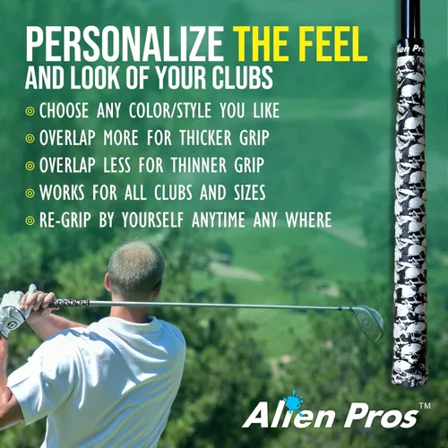 Vista 6 de ALIEN PROS Paquete de 6 cintas de envoltura de agarre de golf Cubic & Skull Mix - ReGrip en 1 minuto
