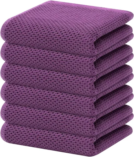 Vista 151 de Homaxy Paños de cocina de 100% algodón con tejido de gofre, ultra suaves, absorbentes, de secado rápido, 12 x 12 pulgadas, paquete de 6, amarillo
