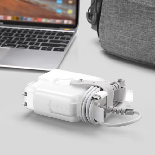 Vista 8 de Organizador de cables de viaje compatible con Apple MacBook Air Charger, funda protectora para adaptador de corriente USB C 29W 30W, MacBook Air