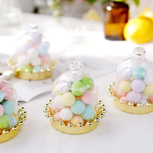 Vista 10 de Efavormart - Paquete de 12 soportes transparentes para cupcakes de 3 pulgadas, soporte de placa de exhibición de dulces con cúpula para bodas