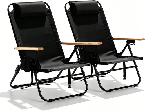 2 Pack Lightweight Portable Recliners Chair for Adults, Outdoor Lay Flat Folding Beach Chairs with 5 Positions, Backpack Beach Chair with, Zipper