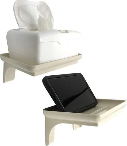 Wonder Shelf - Estante pequeño autoadhesivo de plástico para pared de baño, se adapta sobre el soporte de papel higiénico, diseñado para teléfonos