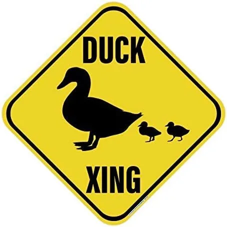Letrero de área de cruce de pato (símbolo), incluye agujeros, reflectivo 3M, aluminio, 12 x 12 pulgadas, EE. UU