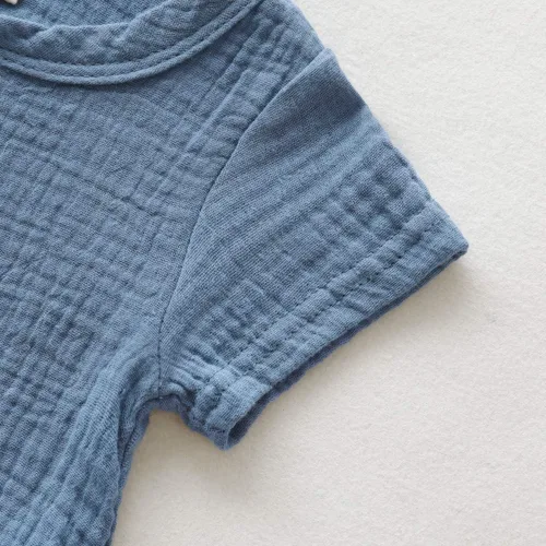 Vista 5 de Saeaby Ropa de bebé para recién nacido, traje de algodón y lino, manga corta, mameluco de una pieza, ropa de bebé