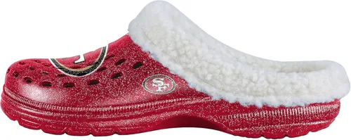 Vista 2 de FOCO - Zuecos con logotipo del equipo de la NFL para mujer, forro de sherpa y brillo