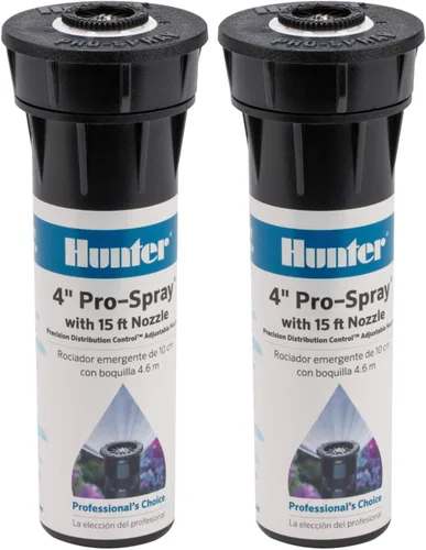 Vista 5 de Hunter Cabezal de Aspersor Emergente Pro 4", Patrón de Rociado Ajustable 0°–360°, Cobertura de 8'–15', Sistema de Riego Subterráneo para Césped