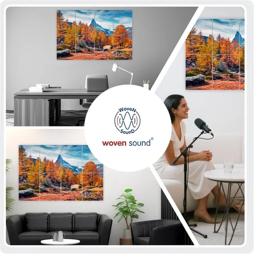 Vista 5 de WoveN SounD Paneles acústicos artísticos, absorbentes de sonido, decoración de pared, adecuados para reducción de ruido artística, estudios