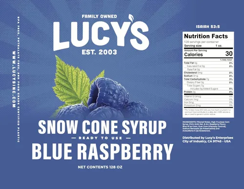 Vista 3 de Lucy's Family Owned – Jarabe para cono de nieve de raspado – 1 galón (128 onzas)