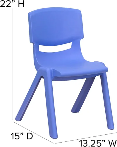 Vista 3 de Flash Furniture Whitney - Juego de 2 sillas escolares apilables de plástico azul con altura de asiento de 12 pulgadas