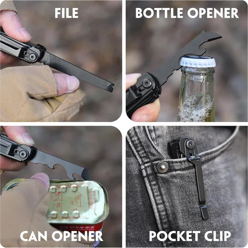 Vista 6 de Cuchillo multiherramienta de bolsillo - Regalos de Navidad para hombres, herramienta múltiple, cuchillos EDC - Cuchillo de bolsillo para hombres
