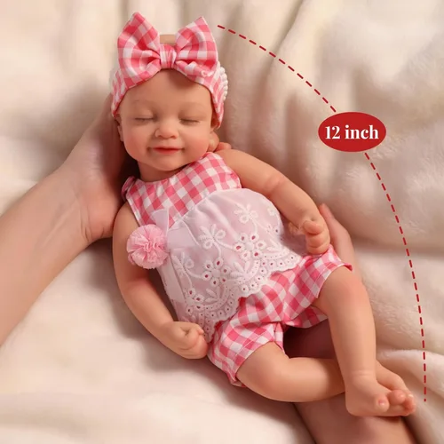 Vista 8 de BABESIDE Muñeca bebé de silicona – Muñecas de bebé Reborn durmiendo de 12 pulgadas, cuerpo completo de silicona, anatómicamente correcta, muñeca
