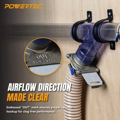 Vista 4 de POWERTEC 70326-P2 - Puerta explosiva de 4 pulgadas, con antiobstrucción y sello de fugas de aire para recolección de polvo, paquete de 2