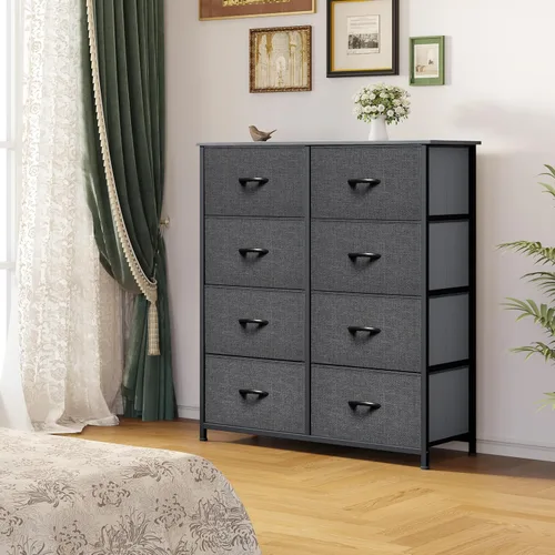 Vista 8 de YITAHOME Cómoda de tela con 8 cajones – Unidad organizadora de torre de almacenamiento para sala de estar y armarios – Estructura de acero
