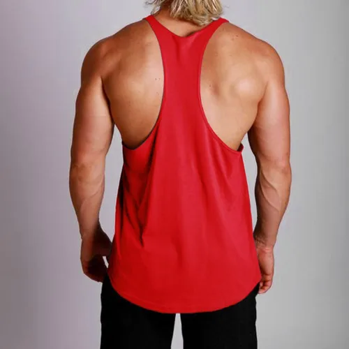 Vista 2 de GYMAPE Camiseta sin mangas de algodón para hombre con dobladillo de arco