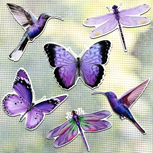 Konohan 12 imanes de puerta mosquitera, mariposa, colibrí, libélula de doble cara, flexible, decorativo, retráctil, protector magnético, calcomanías