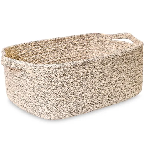 Vista 15 de ABenkle Cesta de almacenamiento pequeña con asas, cuerda de algodón tejida para perros y gatos, estantes decorativos para guardería, lavandería