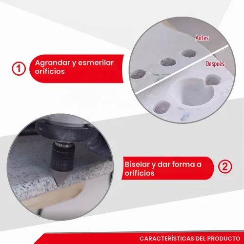Vista 3 de DT-DIATOOL Brocas biseladas de diamante - Broca de corona de diamante de 4/5 pulgadas x 5/8"-11 rosca para agrandar, recortar, dar forma a agujeros
