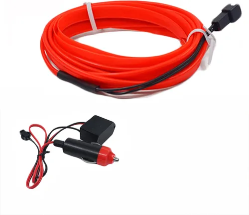 Vista 11 de Luces de alambre EL para coche, tira de luces LED de neón, luces de interior y exterior para coche, cable frío 12V para decoración interior de coche