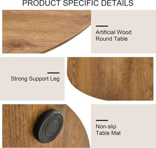 Vista 5 de Mesa de comedor redonda para mesa de comedor de 4/6, 45 pulgadas, mesa de cocina pequeña con pedestal estable, mesa de comedor moderna para cocina