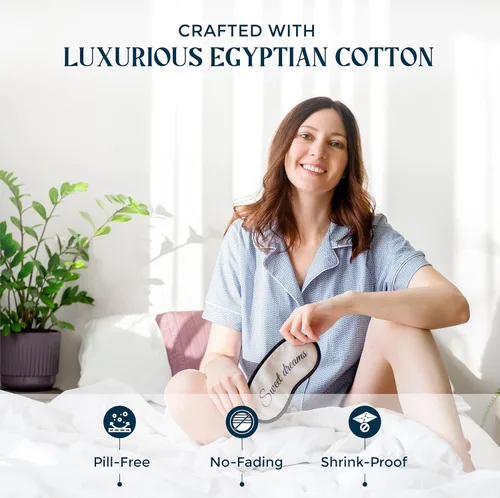 Vista 4 de Mayfair Linen - Juego de sábanas de 100% algodón egipcio tamaño King - Sábanas de lujo de 1500 hilos de algodón egipcio tamaño King