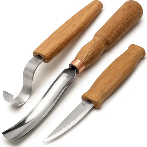 BeaverCraft Juego de cuchillos para tallar madera S14 - Cuchillo con gancho para cuchara, juego de cinceles para tallar en madera, juego de cinceles