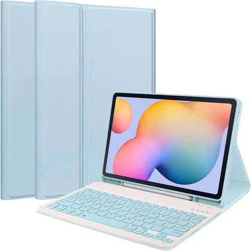 Vista 17 de Teclado a color para Samsung Galaxy Tab S9+ 12.4 pulgadas, lindo teclado inalámbrico desmontable extraíble Bluetooth, púrpura