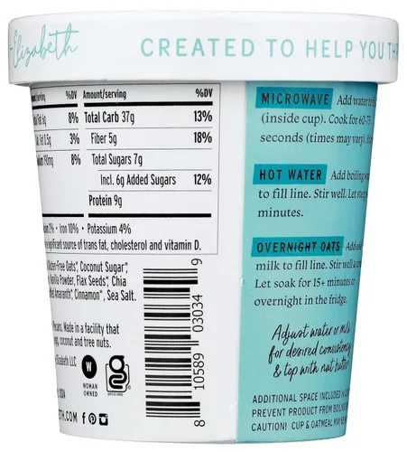 Vista 2 de Purely Elizabeth, Proteína de colágeno de avena y vainilla con nueces pecanas, 2 Oz