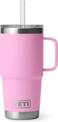 Vista 80 de YETI Rambler - Vaso de 25 onzas con asa y tapa con popote, vaso de viaje para agua, vaso aislado al vacío con asa, acero inoxidable, apicultor