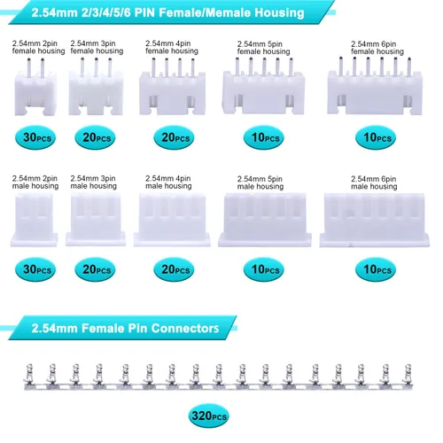 Vista 2 de Twidec /500PCS Kit de conector JST de 0.100 in con conector macho y hembra de 2/3/4/5/6 conector de vivienda de clavija macho y hembra de 0.100 in