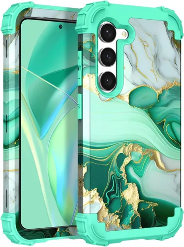 Vista 19 de Hocase Funda para Galaxy S23 Plus, protección resistente a prueba de golpes, parachoques de goma de silicona suave+funda protectora híbrida
