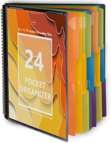 Vista 9 de Binditek Paquete de 1 organizador de proyectos de polietileno de 18 bolsillos con 9 divisores, carpeta resistente con portada personalizable, lomo