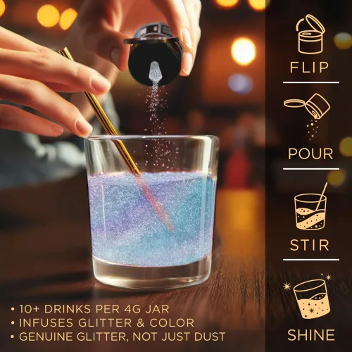 Vista 162 de Brew Glitter - Purpurina comestible rosa claro para bebidas, cócteles, cerveza y bebidas 1 frasco de 4g