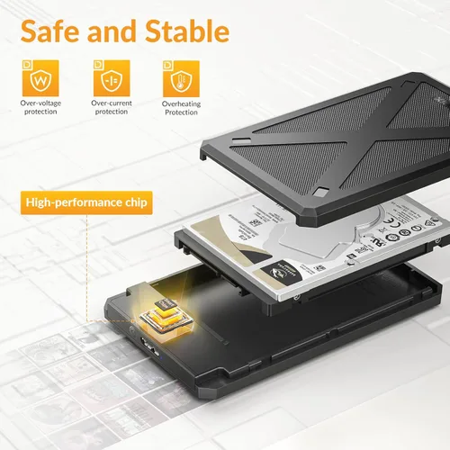 Vista 4 de iDsonix 2.5 inch Hard Drive Enclosure USB 3.0 to SATA III Tool-Free External Hard Drive Enclosure for 7mm9.5mm 2.5" SSD HDD with UASP, for Toshiba