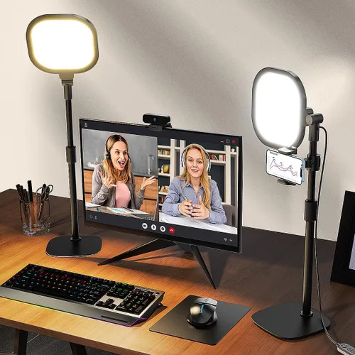 Vista 11 de Iluminación de videoconferencia para reuniones de zoom, anillo de luz para escritorio con soporte flexible, 30 modos de luz, iluminación de zoom