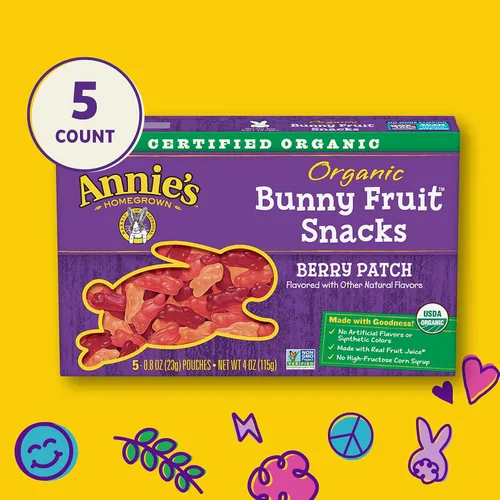 Vista 7 de Annie's Bocadillos orgánicos de frutas de conejito, sin gluten, 5 bolsas, 4 onzas (paquete de 10)