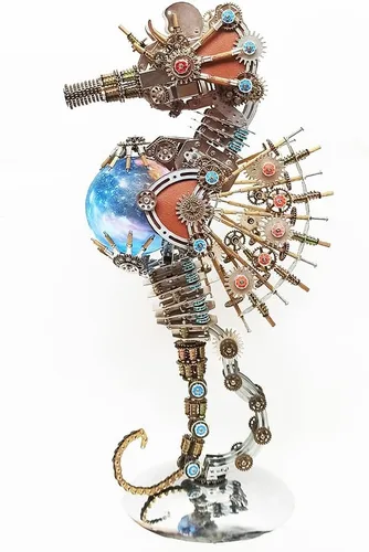 Vista 12 de Metalkitor Rompecabezas de metal 3D para adultos, kit de modelo de mantis gigante - adorno steampunk de bricolaje - rompecabezas de ensamblaje