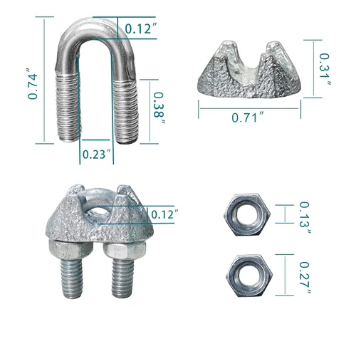 Vista 2 de Abrazadera de cuerda de alambre, 20PCS 1/8 pulgadas M3 abrazaderas de cable, abrazadera de alambre plateada cinc