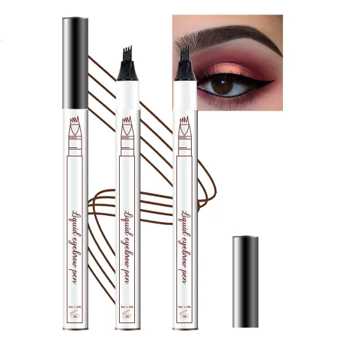 Vista 21 de Lápiz de tinta para cejas de Brow Stylist, micro 4 puntos para levantar y arrebatar cejas con 3 plantillas de cejas de larga duración, impermeable