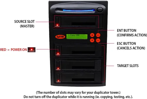 Vista 2 de Systor Duplicadora de discos duros HDD/SSD 1:3 - 5.4 GB/minuto - Copiadora y borrador/desinfectante independiente para múltiples discos SATA 3.5