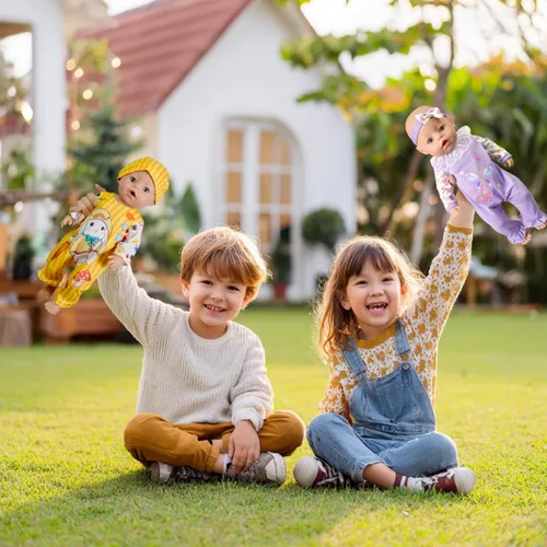 Vista 6 de WONDOLL 6 juegos de ropa para muñecas bebé de 14 a 16 pulgadas, conjuntos de ropa para muñecas recién nacidas con petos y accesorios para muñecas